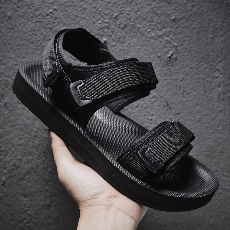 Men'S Shoes With Velcro - صنادل مسطحة قابلة للتعديل لأحزمة واسعة