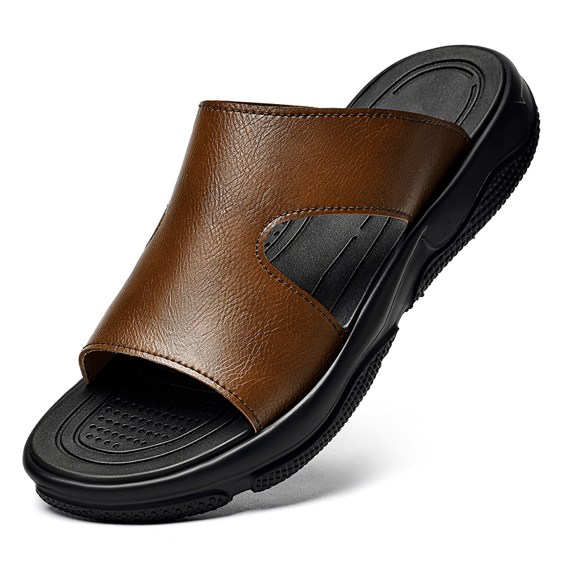 Men Shoes Marks - صنادل جلدية للرجال بنعل سميك مضاد