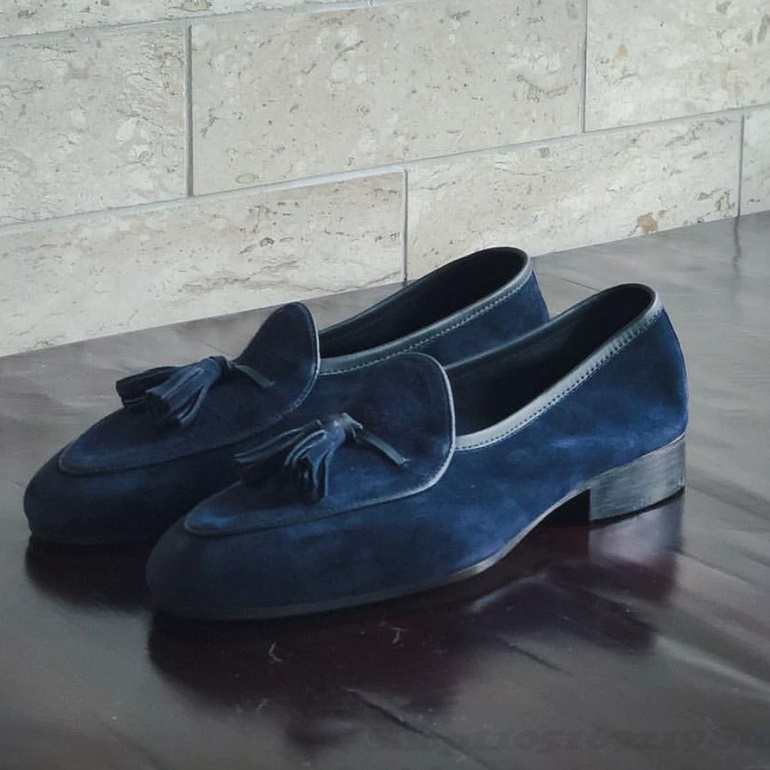 Men'S Shoes Navy Blue - شرابة ديكور حذاء رجالي الأزرق الداكن