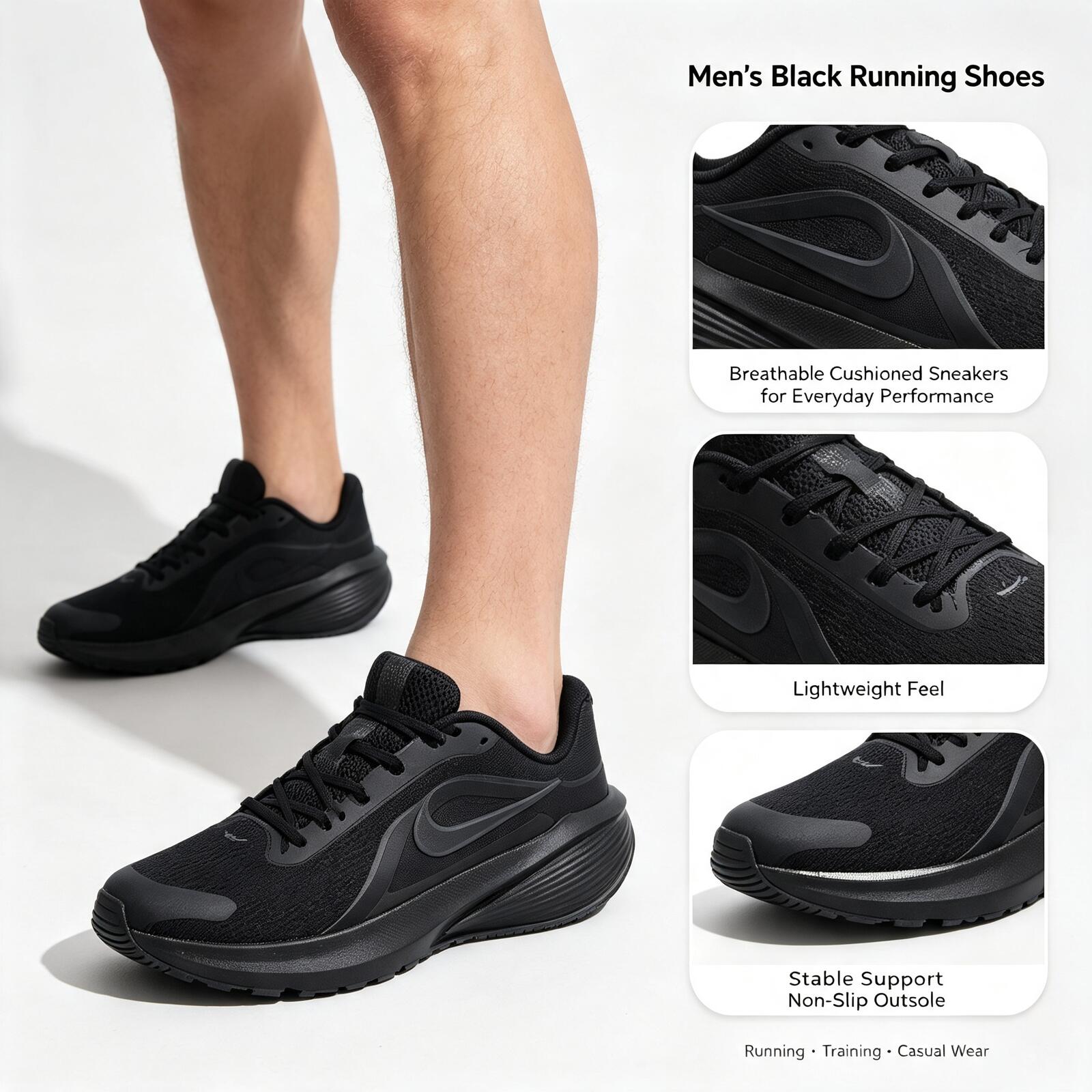 Men'S Shoes Nike Black - حذاء نايك رجالي أسود للجري، حذاء