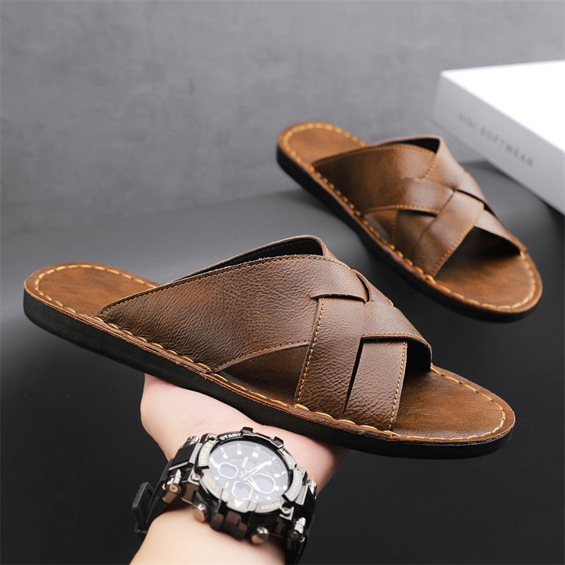 Men Shoes Marks - صنادل رجالية كاجوال من الجلد الطبيعي،