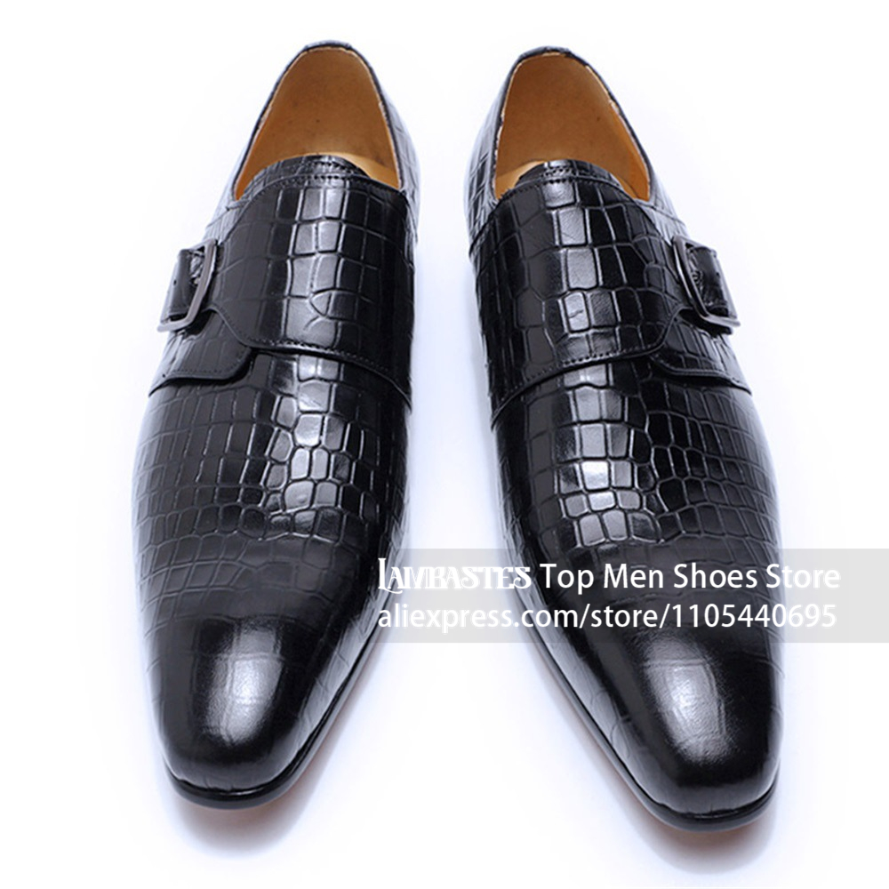 Men'S Shoes Navy Blue - أحذية رسمية من الجلد المنقوش بنقش