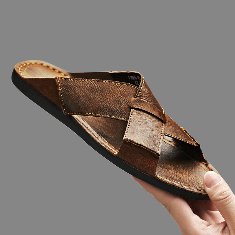 Men Shoes Marks - موضة جلد أصلي للرجال النعال الصيف