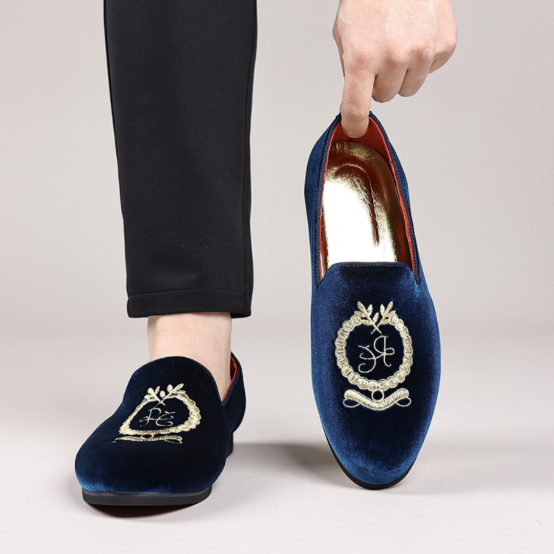 Men'S Shoes Navy Blue - أحذية رجالية زرقاء داكنة من المخمل