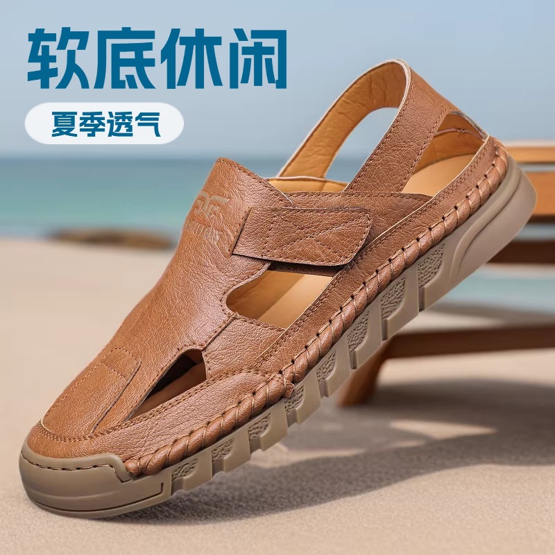 Men'S Shoes With Velcro - أحذية رجالية صيفية جديدة مصنوعة يدويًا،