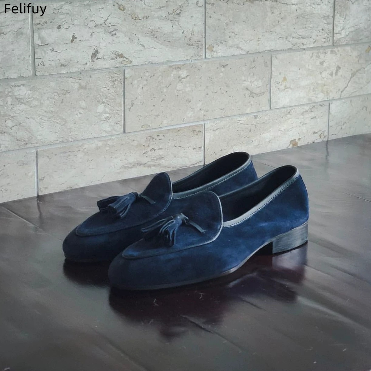 Men'S Shoes Navy Blue - أحذية رجالية كاجوال زرقاء داكنة مزينة