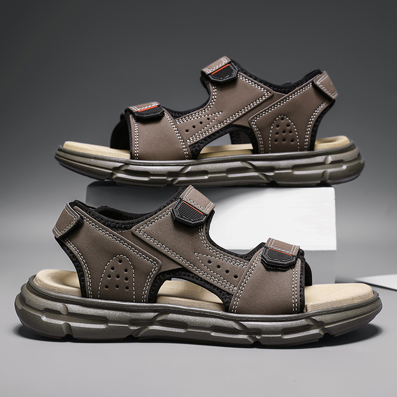 Men'S Shoes With Velcro - صنادل رجالية صيفية للاستخدام الخارجي، مقاومة
