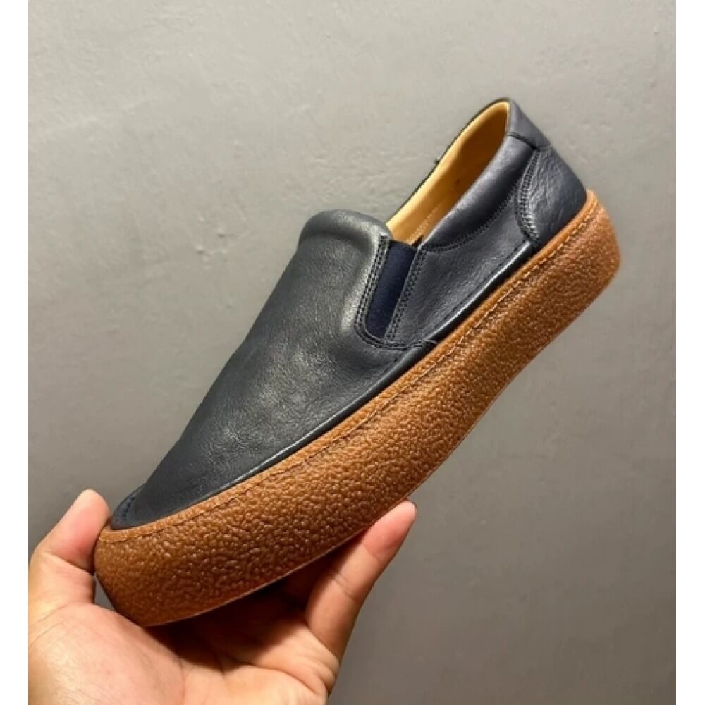 Men'S Shoes Navy Blue - أحذية لوفرز جلدية باللون الأزرق الداكن،