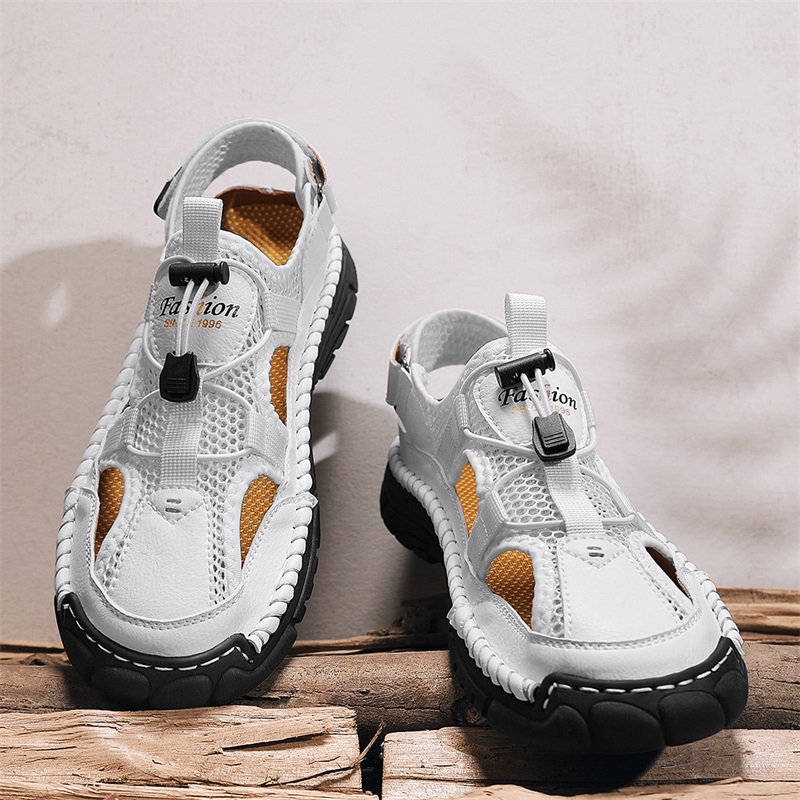 صنادل رجالية بسيطة مطبوعة بأحر - مراجعة Men'S Shoes With Velcro وسعره