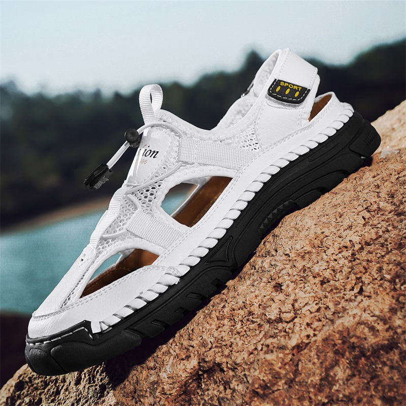 صنادل رجالية بسيطة مطبوعة بأحر - مراجعة Men'S Shoes With Velcro وسعره