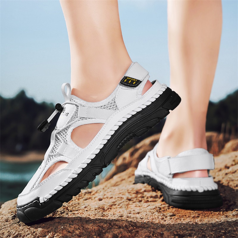 صنادل رجالية بسيطة مطبوعة بأحر - مراجعة Men'S Shoes With Velcro وسعره